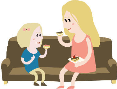 Mädchen_und_Mutter_essen_Kuchen