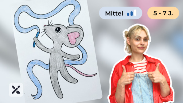 Wir malen eine Maus die rhythmische Sportgymnastik vorführt